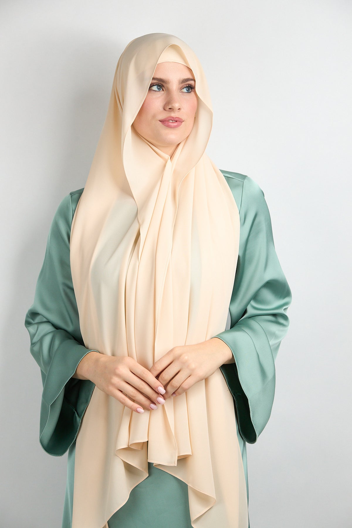 Diamond Chiffon Hijab with Matching Undercap Bone Beige 1 