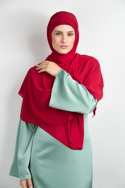 Diamond Chiffon Hijab with Matching Undercap Light Red 