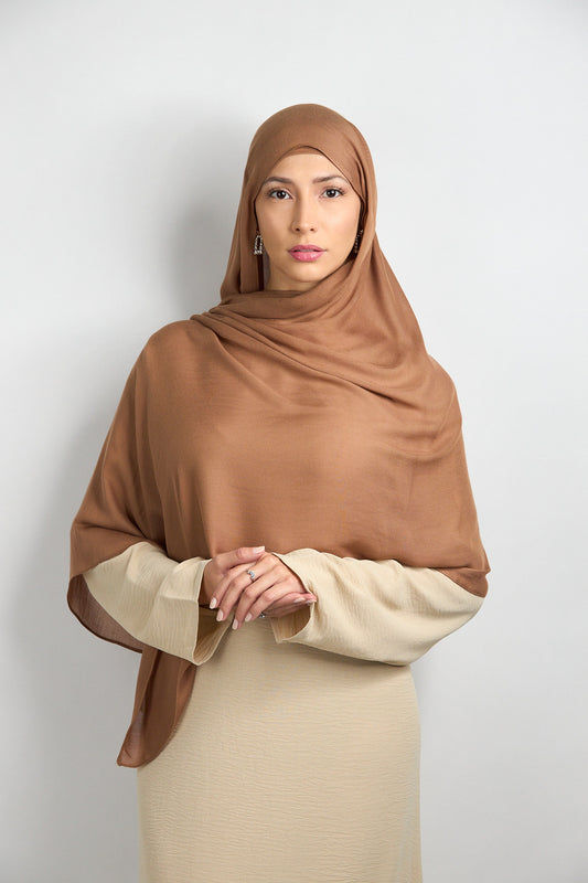 Light Modal Hijab with Matching Undercap Brownish Kaki #16