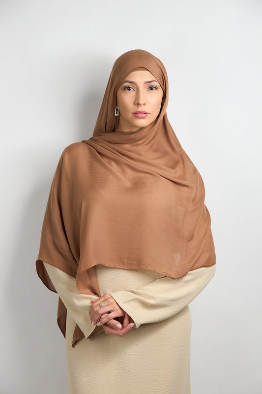 Light Modal Hijab with Matching Undercap Brownish Kaki #16