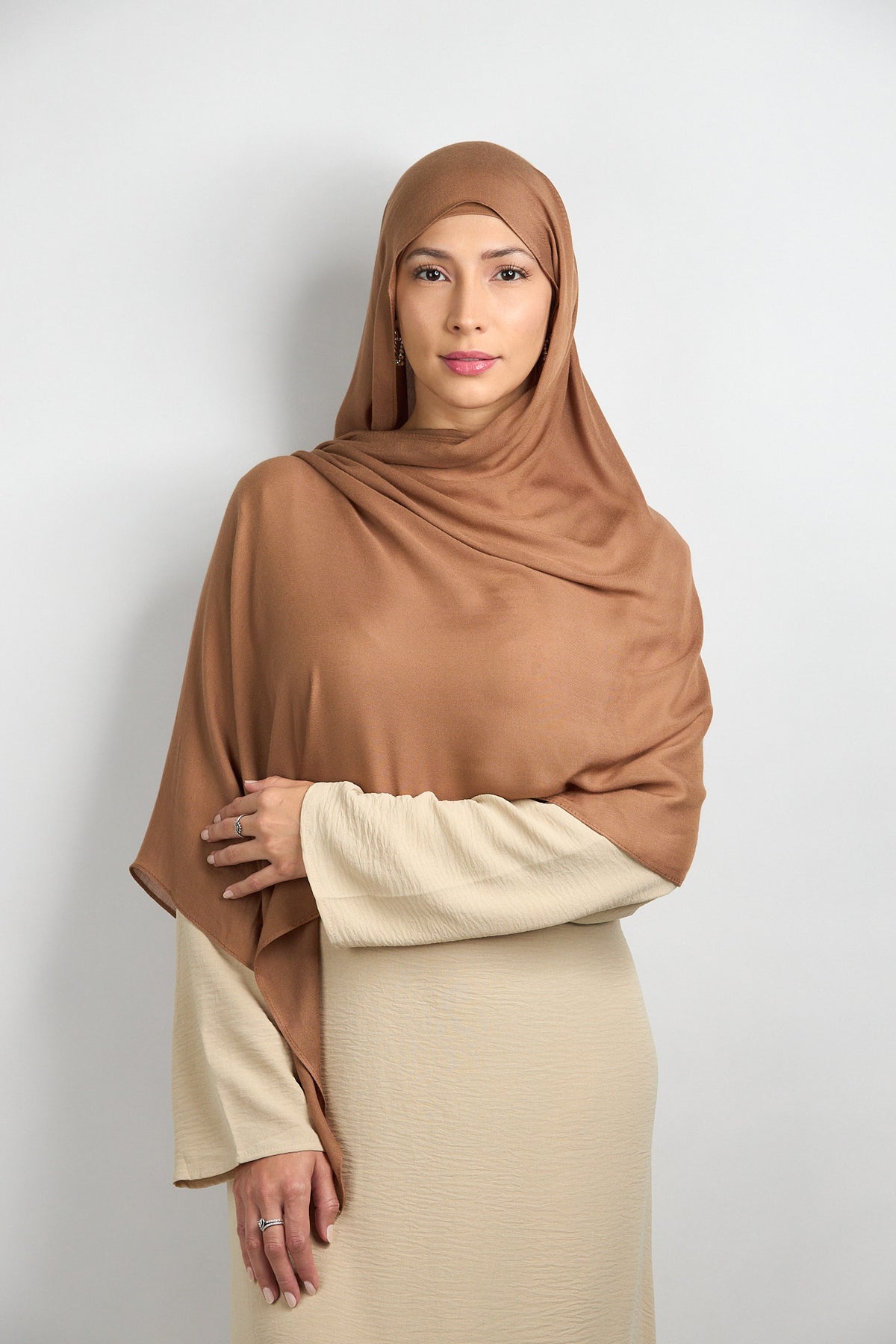 Light Modal Hijab With Matching Undercap Brownish Kaki 