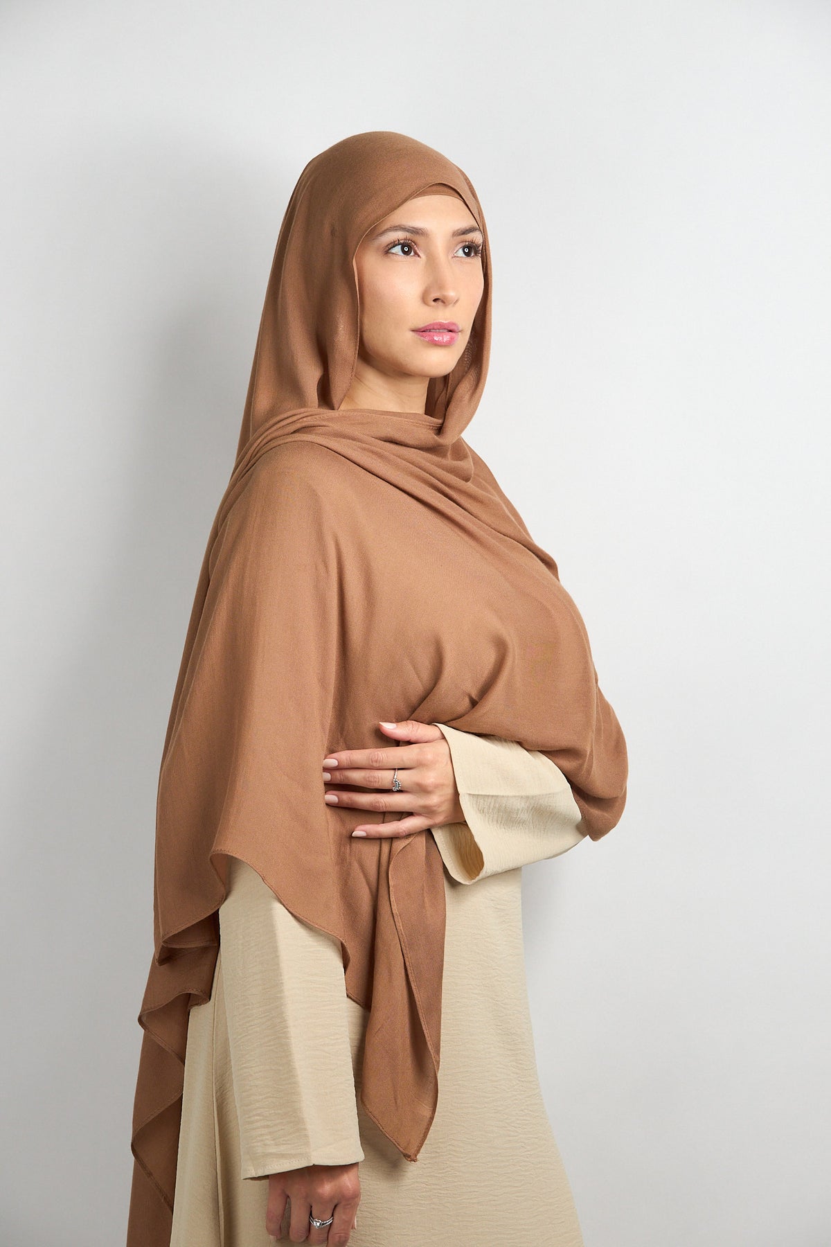 Light Modal Hijab With Matching Undercap Brownish Kaki 