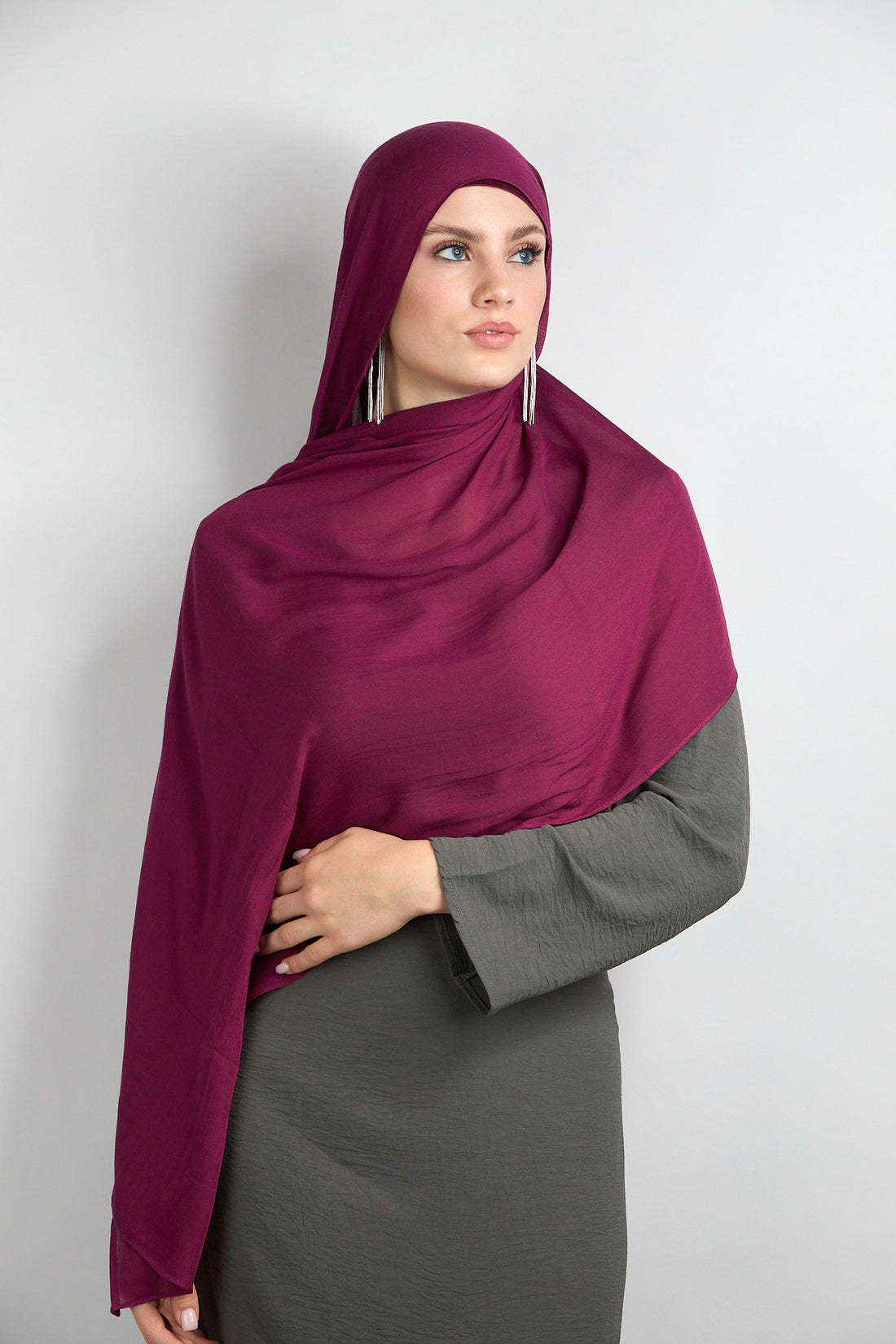 Modal Hijab With Matching Undercap Wine 