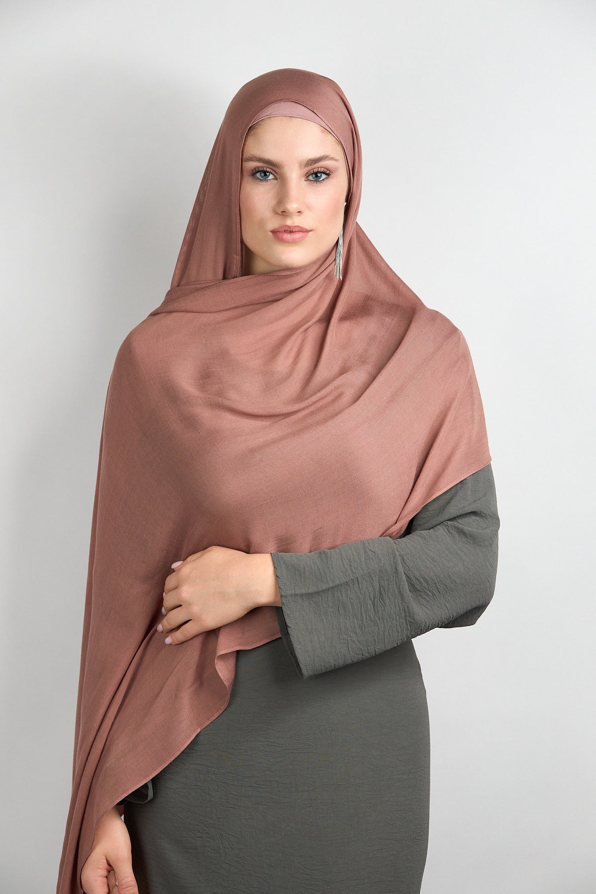 Modal Hijab with Matching Undercap Brownish Khaki 
