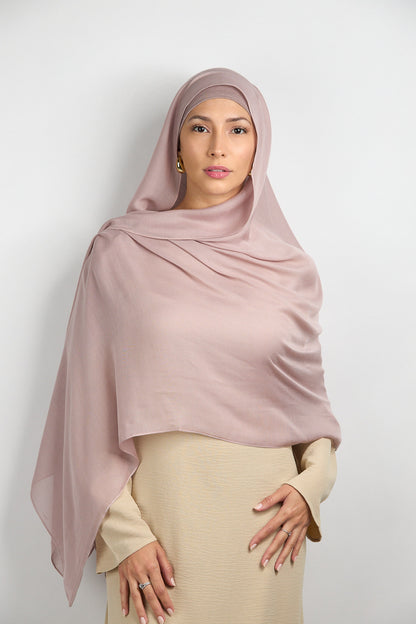 Light Modal Hijab with Matching Undercap Pink Greige 