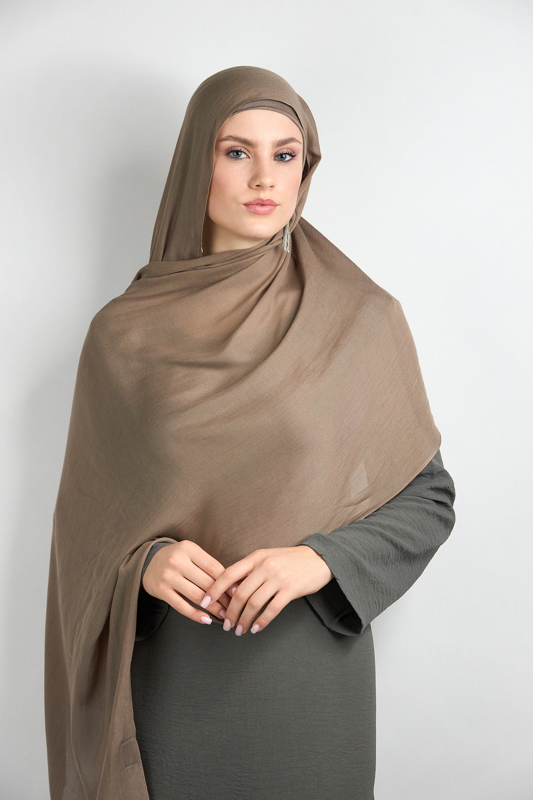 Modal Hijab With Matching Undercap Brown Chocolate