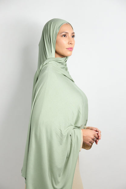 Bamboo Jersey Hijab Light Green Pistachio 
