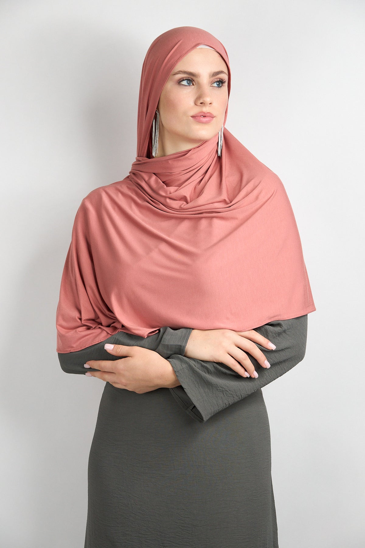 Bamboo Jersey Hijab Coral Pink 