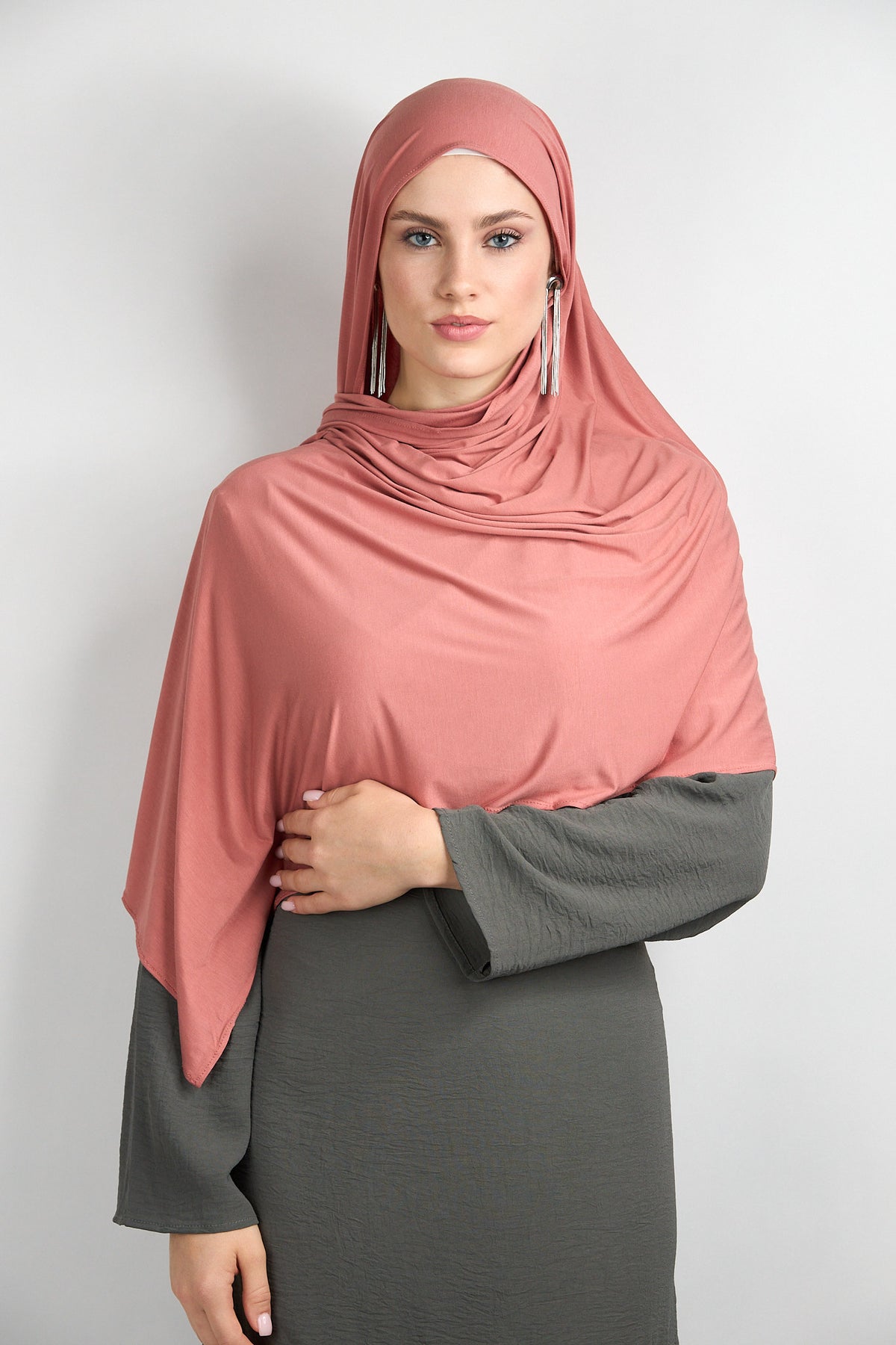 Bamboo Jersey Hijab Coral Pink 