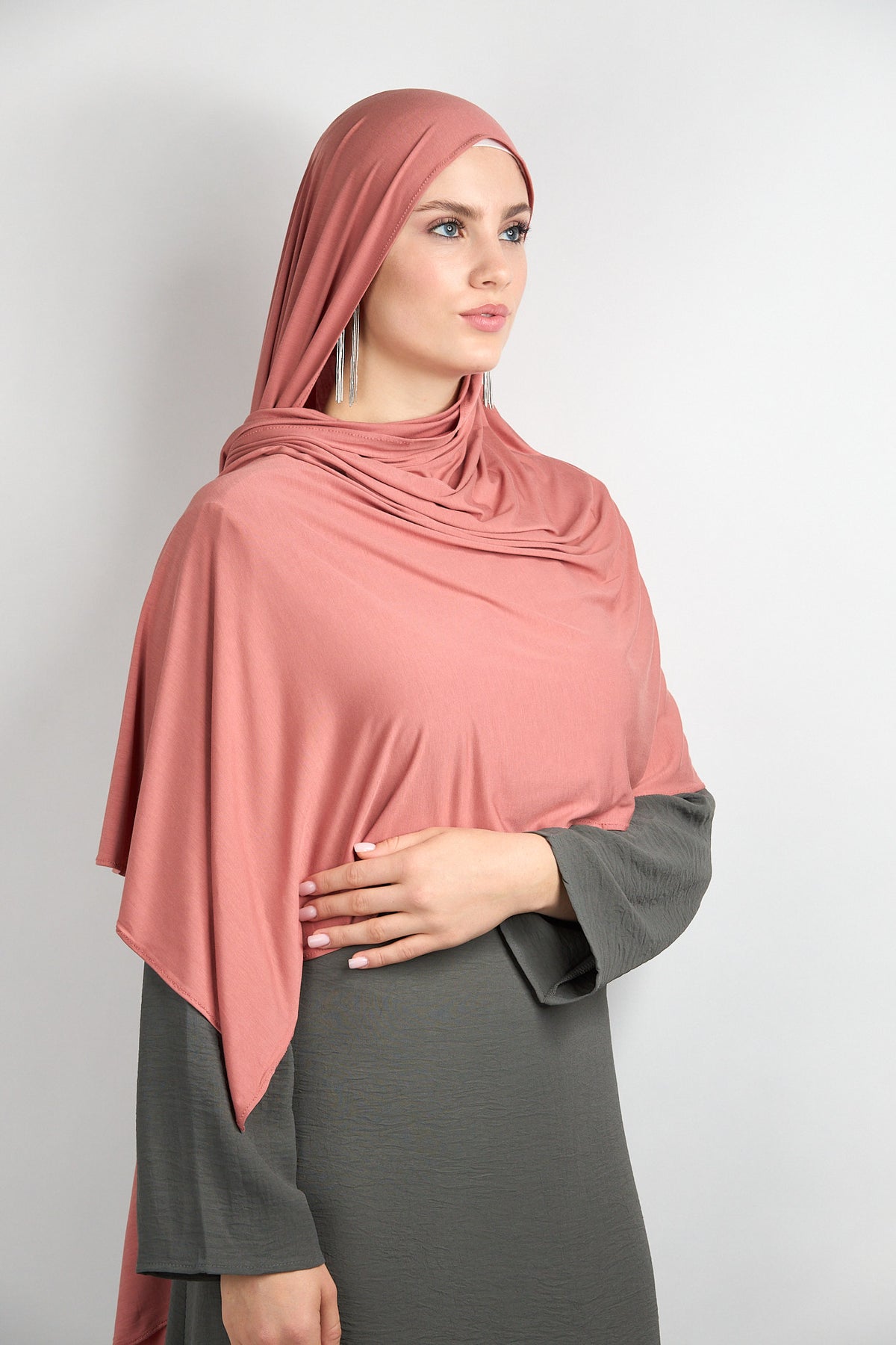 Bamboo Jersey Hijab Coral Pink 