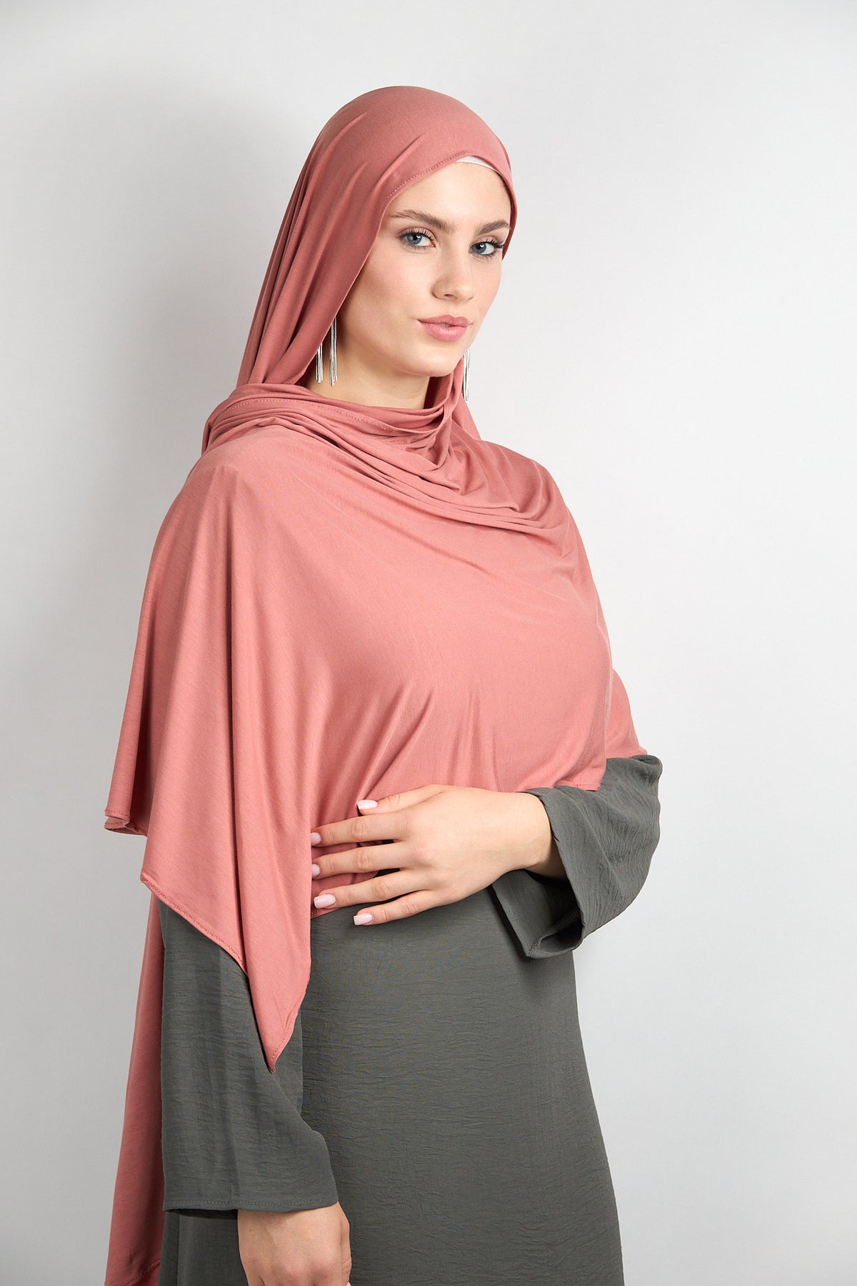 Bamboo Jersey Hijab Coral Pink 