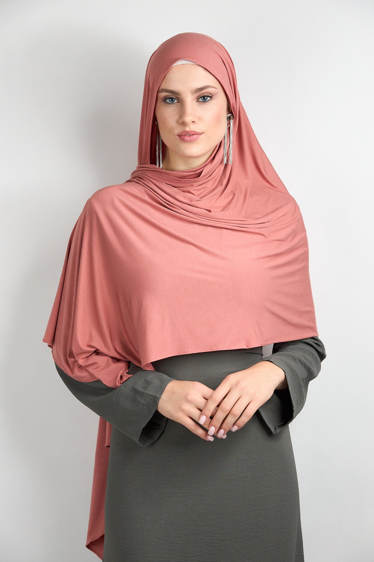 Bamboo Jersey Hijab Coral Pink 