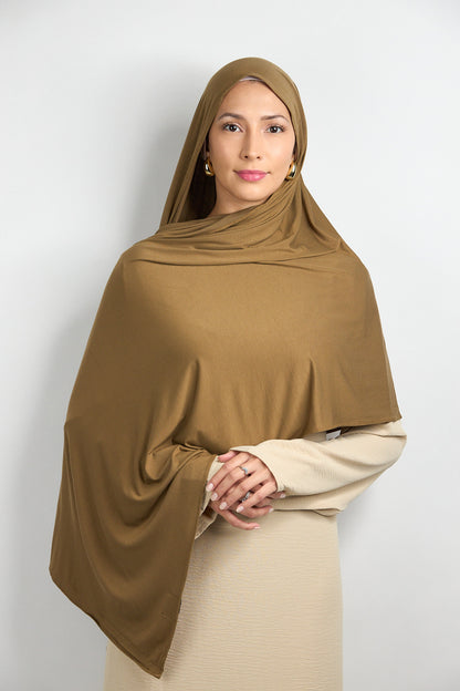 Bamboo Jersey Hijab Khaki 