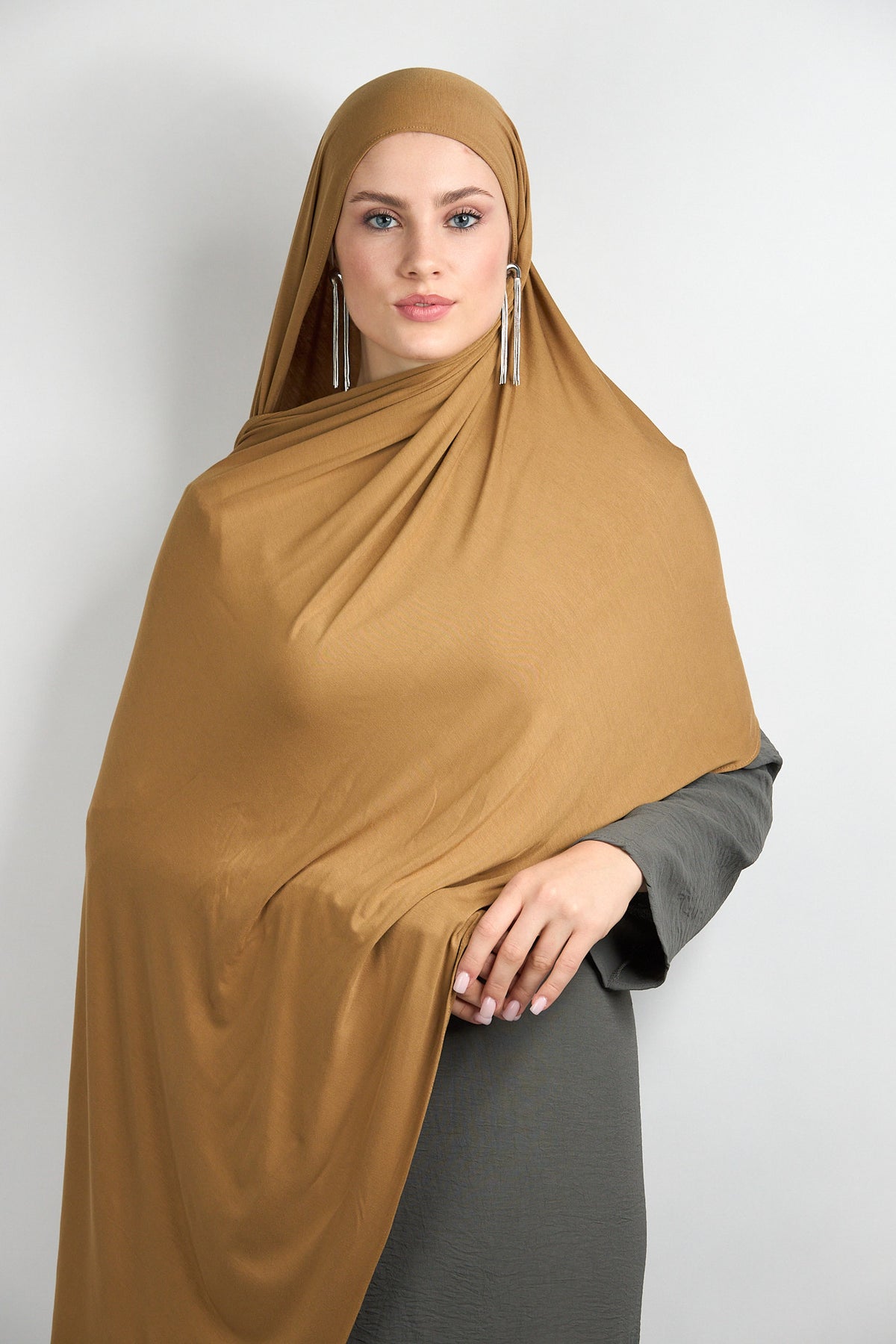 Bamboo Jersey Hijab Mustard Brown 
