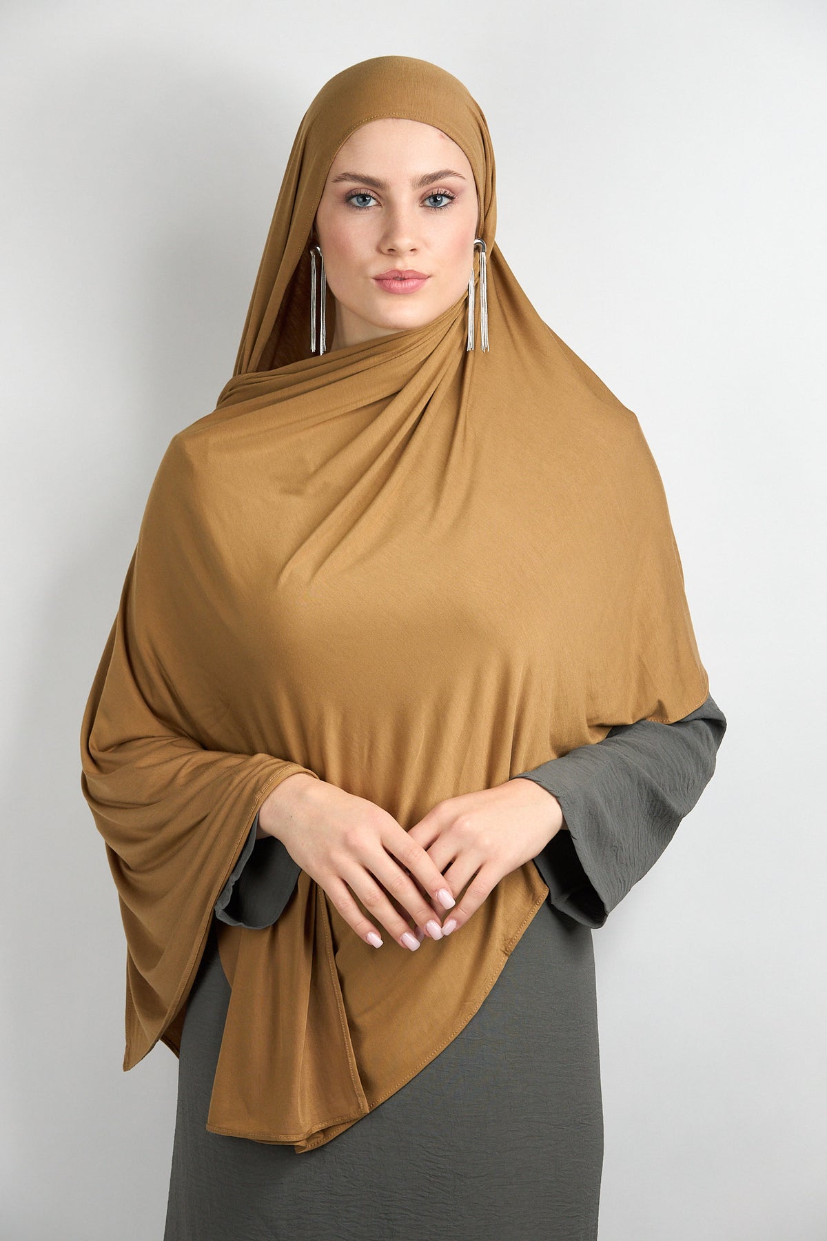 Bamboo Jersey Hijab Mustard Brown 