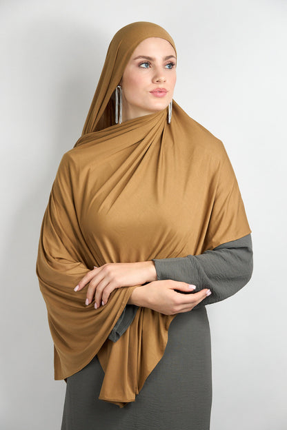 Bamboo Jersey Hijab Mustard Brown 