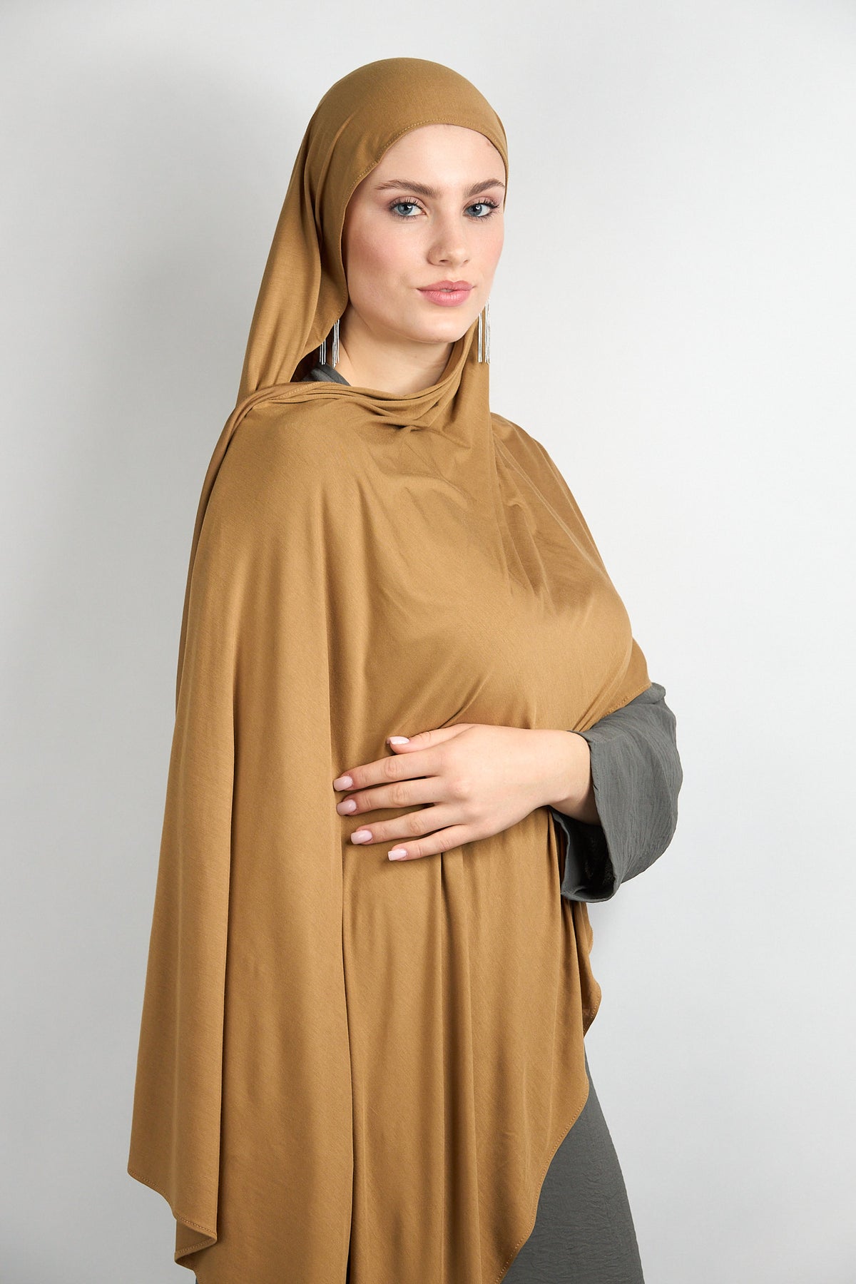 Bamboo Jersey Hijab Mustard Brown 