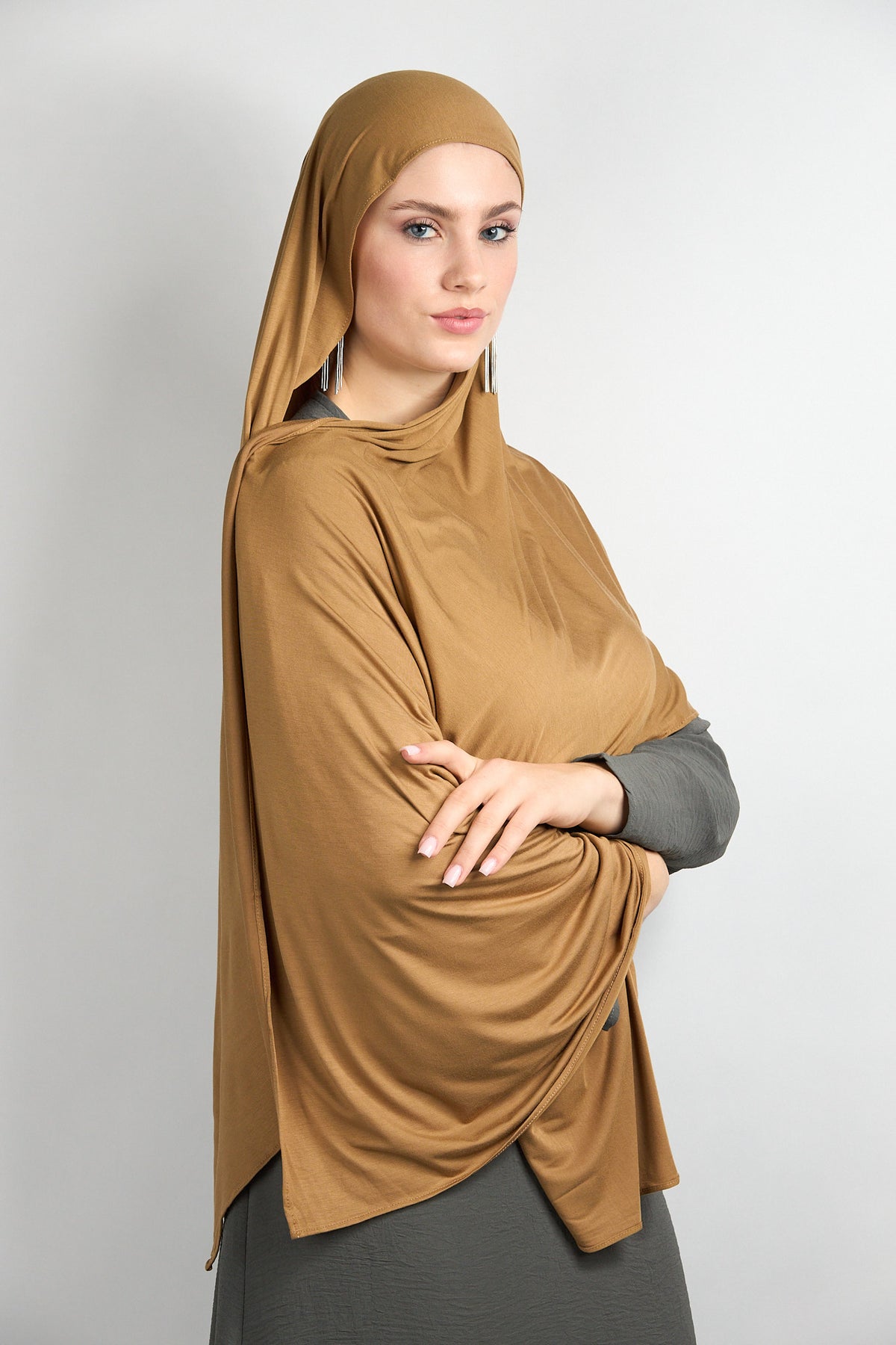 Bamboo Jersey Hijab Mustard Brown 