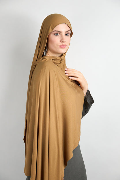 Bamboo Jersey Hijab Mustard Brown 