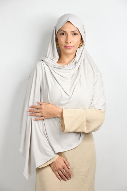 Bamboo Jersey Hijab Light Gray 