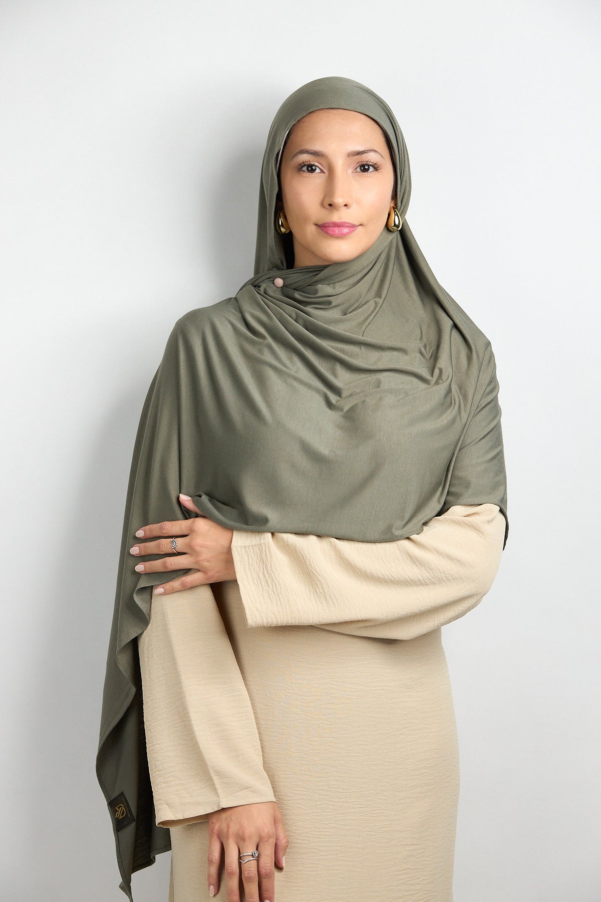Bamboo Jersey Hijab Grayish Olive 