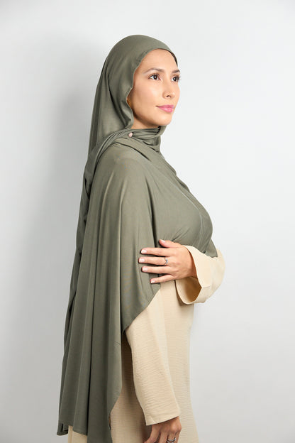 Bamboo Jersey Hijab Grayish Olive 