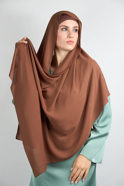 Diamond Chiffon Hijab with Matching Undercap Brown 