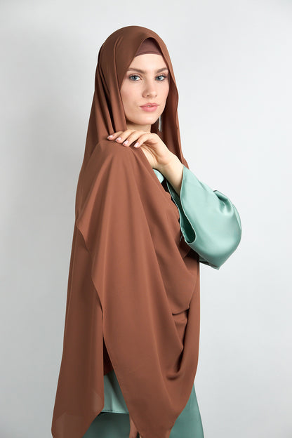 Diamond Chiffon Hijab with Matching Undercap Brown 
