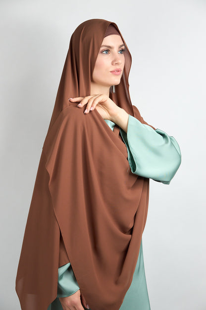 Diamond Chiffon Hijab with Matching Undercap Brown 