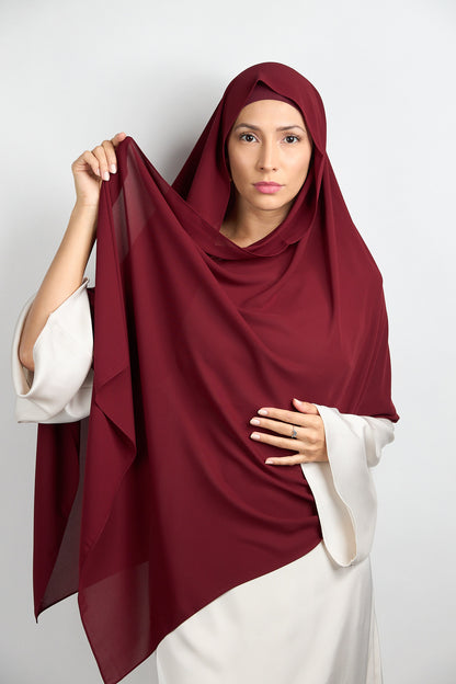 Diamond Chiffon Hijab with Matching Undercap Burgundy 