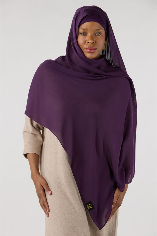 MODAL HIJAB WITH MATCHING UNDERCAP PLUM