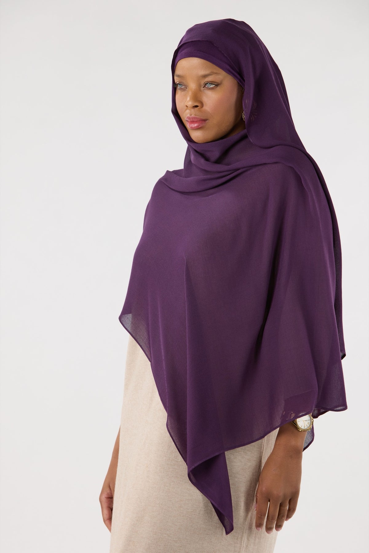 Modal Hijab With Matching Undercap Plum Purple 