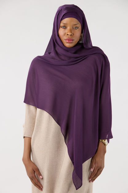 Modal Hijab With Matching Undercap Plum Purple 