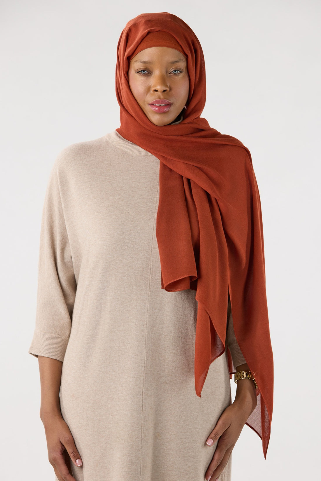 Modal Hijab With Matching Undercap Dark Burnt 
