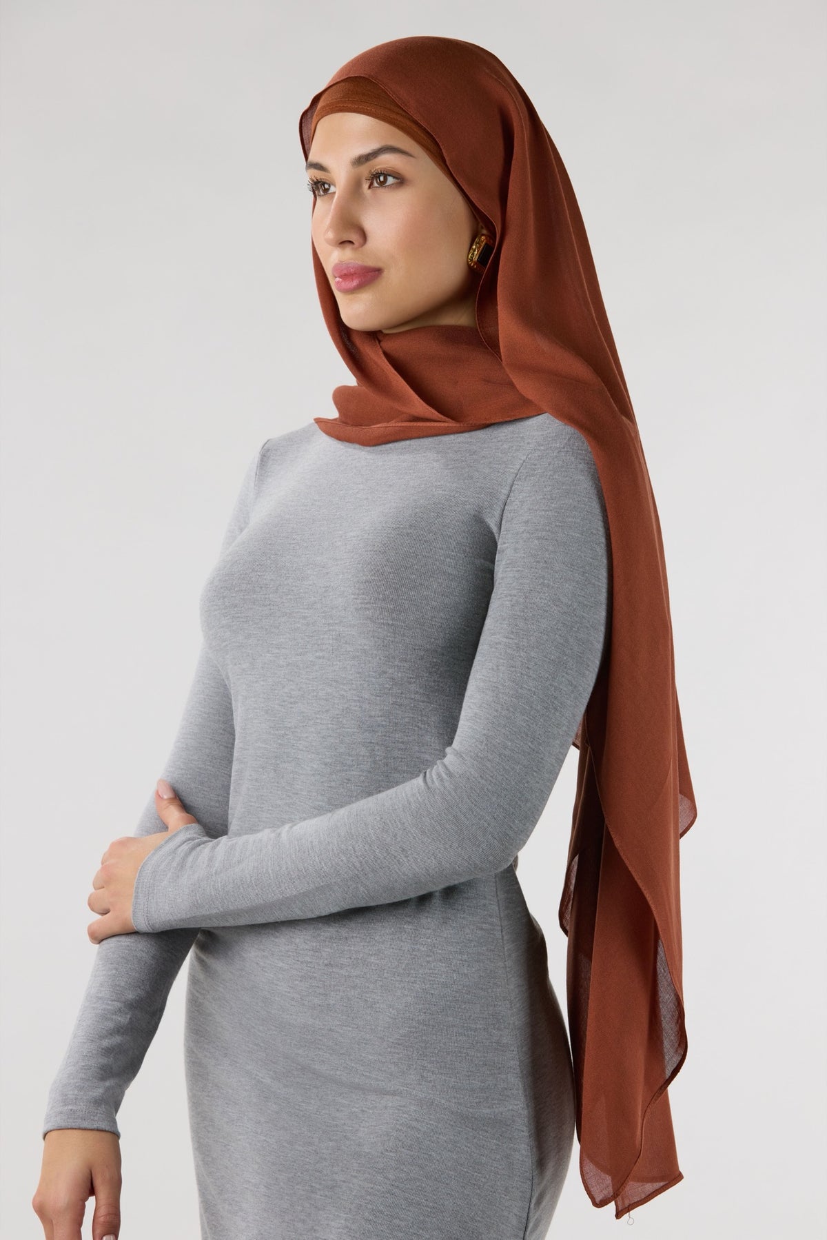 Modal Hijab With Undercap Dark Burnt