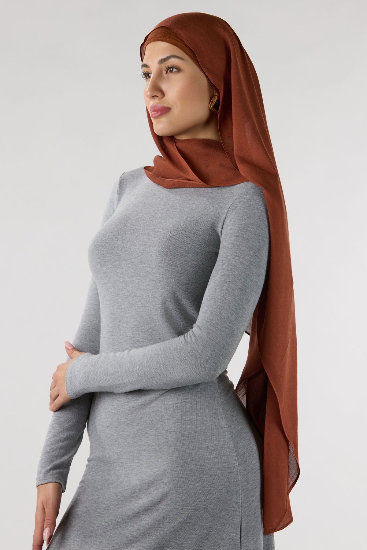 Modal Hijab With Undercap Dark Burnt