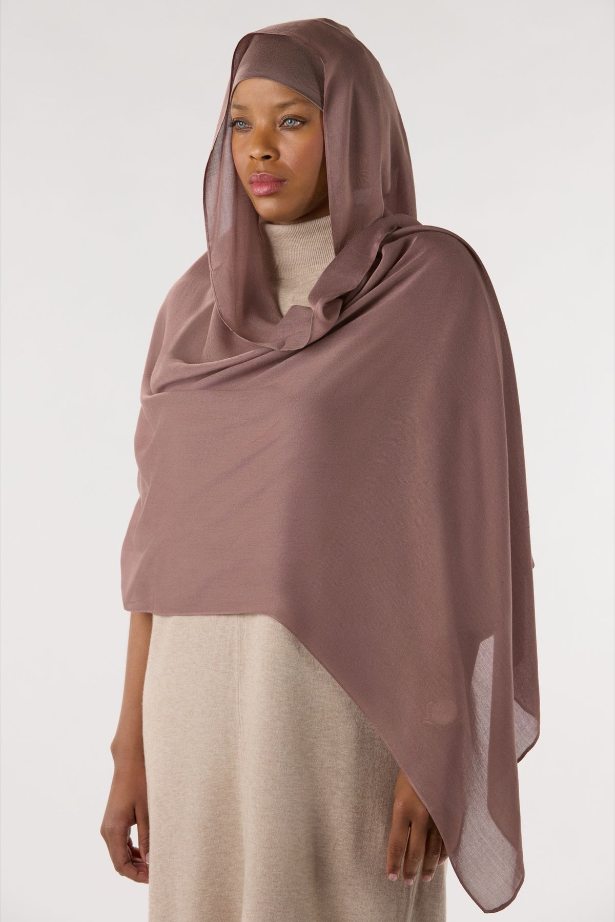 Dark Saddale Modal Hijab With Undercap