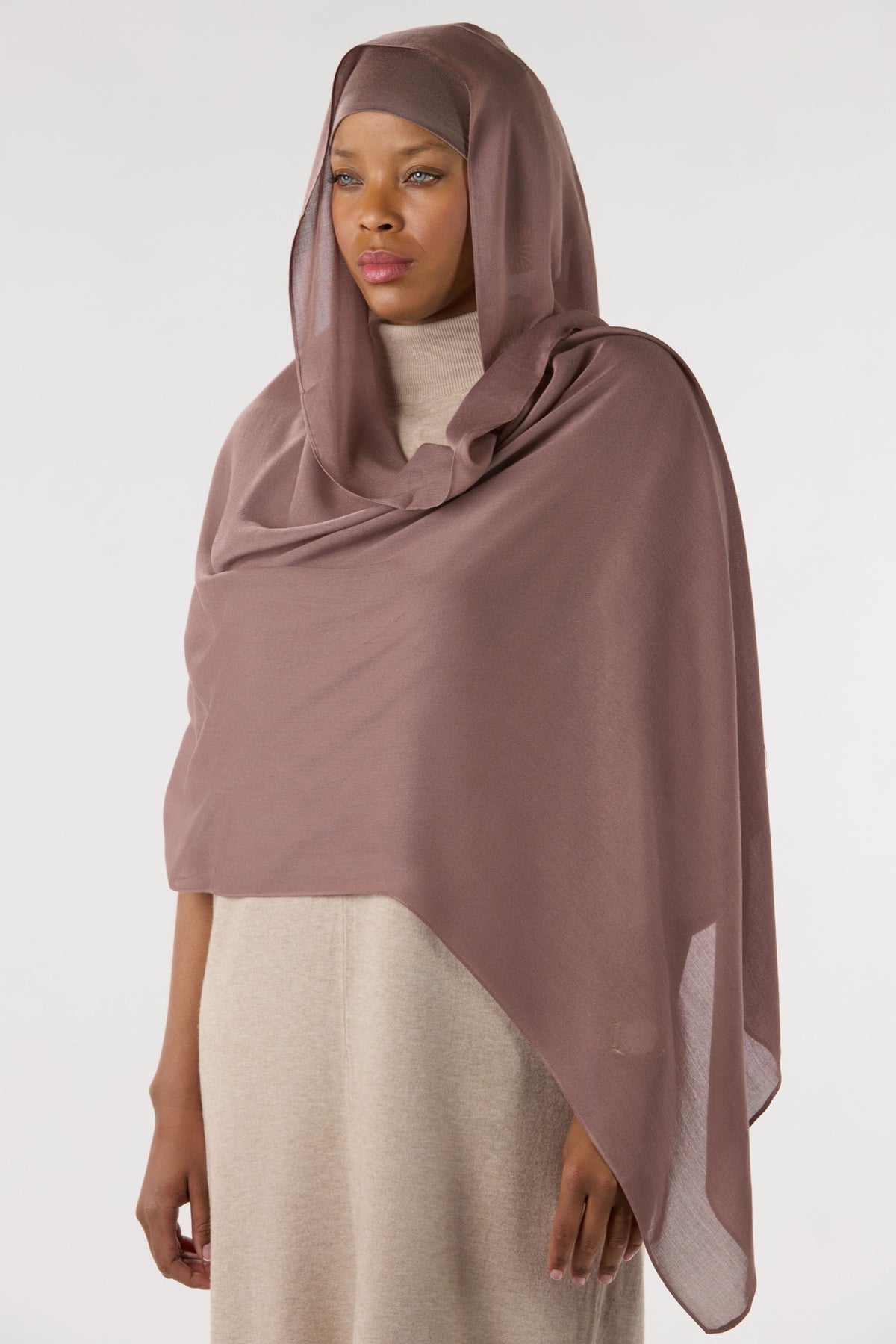 Dark Saddale Modal Hijab With Undercap