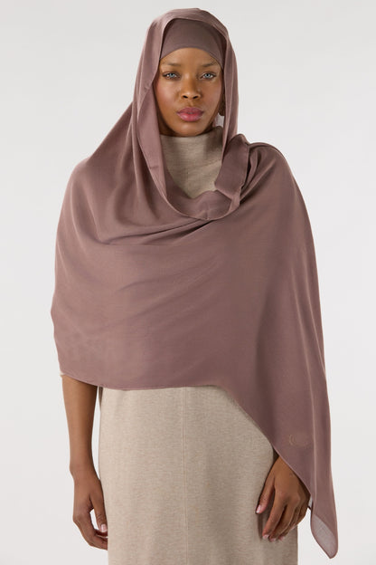 Dark Saddale Modal Hijab With Undercap