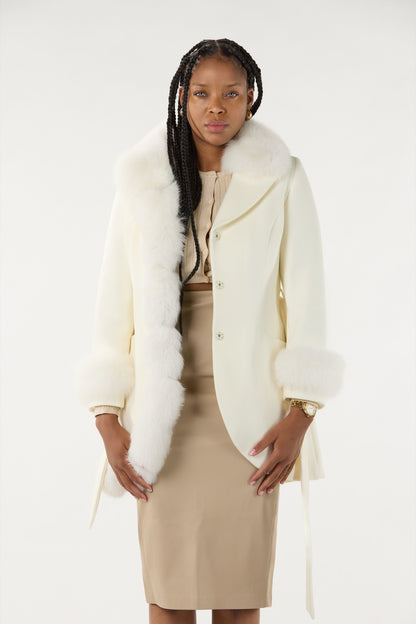 Off White Real Authentic Fox Fur Short Coat
