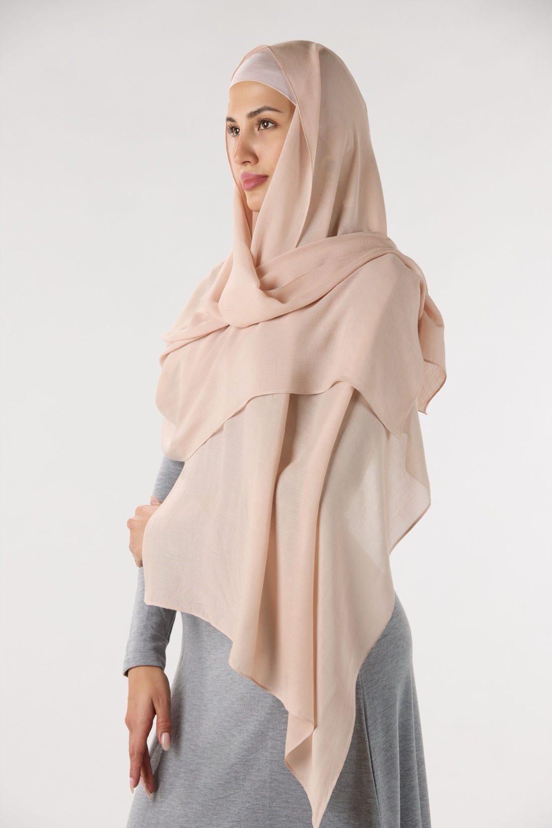 Modal Hijab With Matching Undercap Nude Cream 