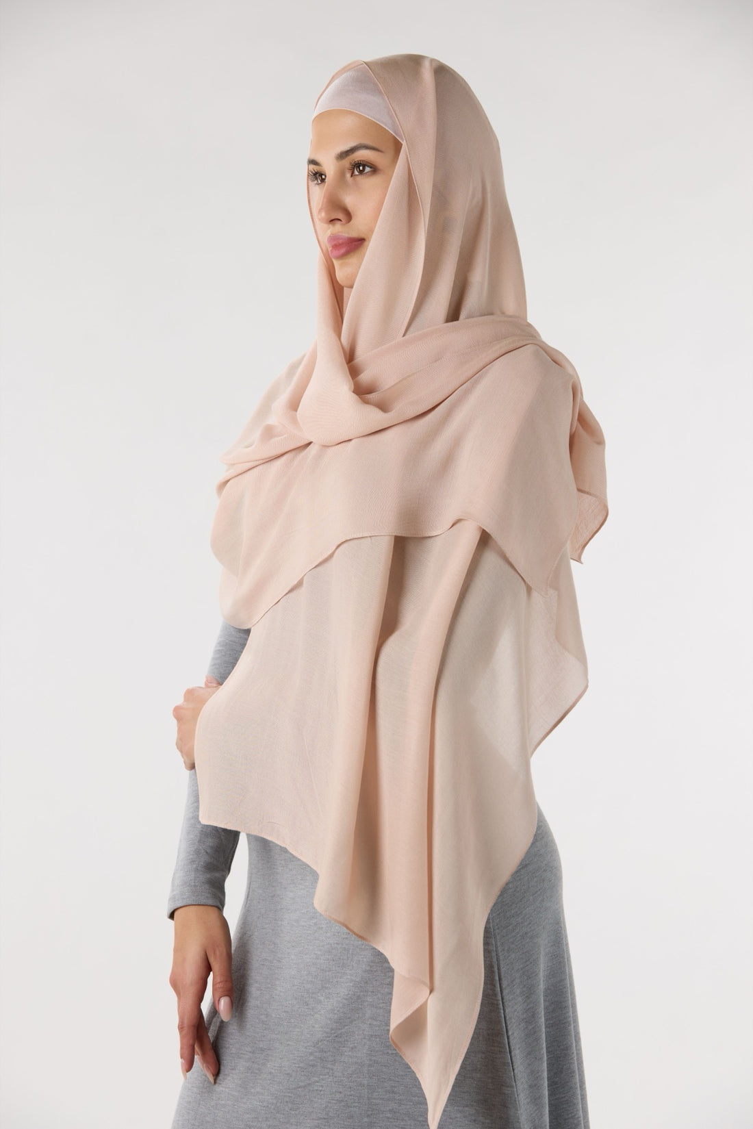 Modal Hijab With Matching Undercap Nude Cream 