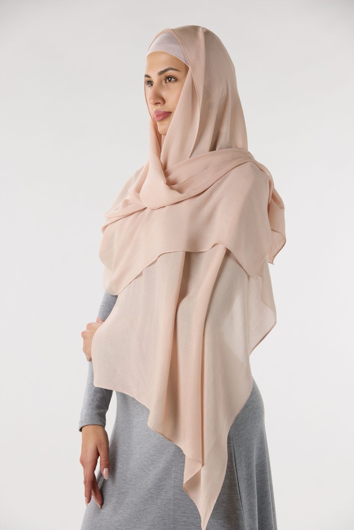 Modal Hijab With Matching Undercap Nude Cream 