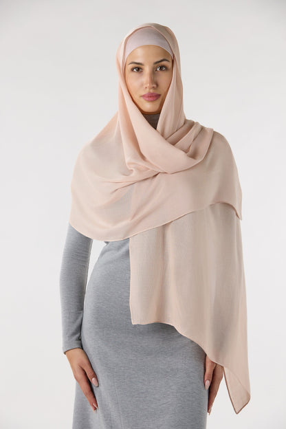 Modal Hijab With Matching Undercap Nude Cream 