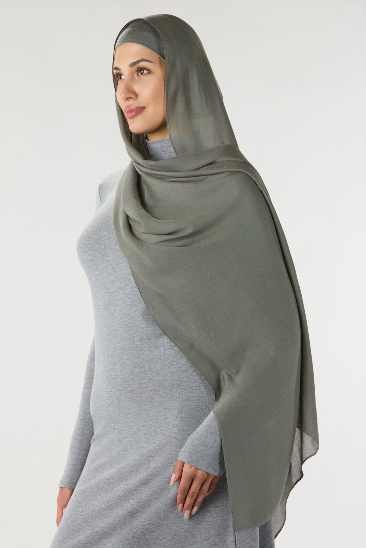 Modal Hijab With Matching Undercap Dark Sage Green 