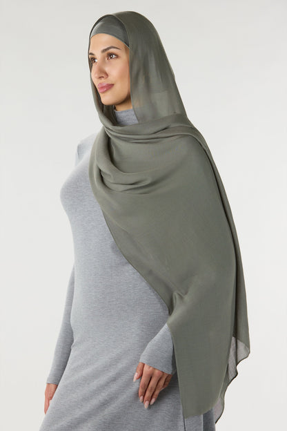 Modal Hijab With Matching Undercap Dark Sage Green 