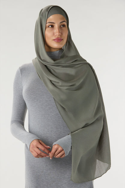 Modal Hijab With Matching Undercap Dark Sage Green 