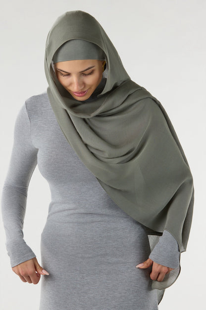 Modal Hijab With Matching Undercap Dark Sage Green 