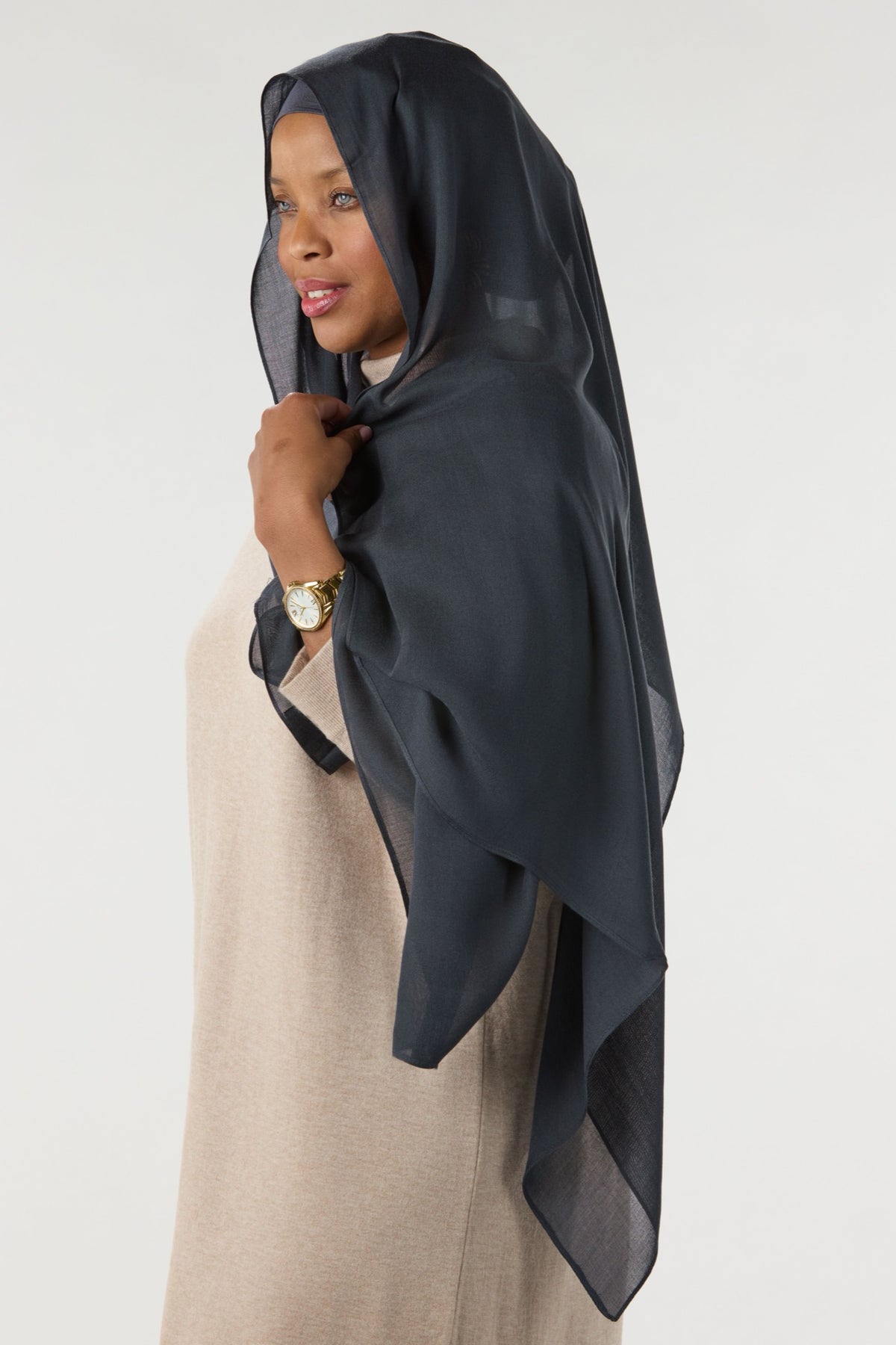 Modal Hijab With Matching Undercap Onyx Gray 