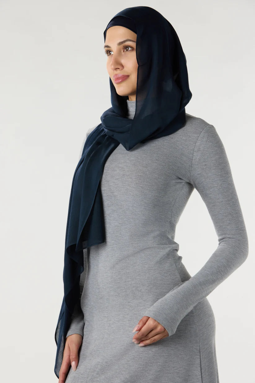 Modal Hijab With Matching Undercap Orange, Billiard Green And Dark Navy (3 In One Pack)